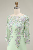 Dusty Rose Midi Bodycon Floral Mother of the Bride Dress with Sleeves