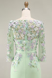 Dusty Rose Midi Bodycon Floral Mother of the Bride Dress with Sleeves