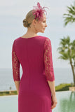 Dark Red Mermaid Long Ruffled Mother of the Bride Dress with Lace