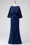 Silver Mermaid Long Mother of the Bride Dress with Pockets