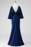 Silver Mermaid Long Mother of the Bride Dress with Pockets