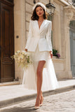 Ivory Peak Lapel 2 Piece Blazer Wedding Outfits