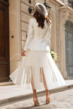 Ivory Peak Lapel 2 Piece Blazer Wedding Outfits