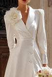 Ivory Shawl Lapel Single Breasted Midi Blazer Wedding Dress