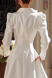 Ivory Shawl Lapel Single Breasted Midi Blazer Wedding Dress
