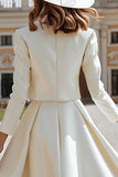 Ivory Satin A Line 2 Piece Short Wedding Dress with Jacket