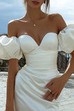 Ivory Bodycon Off the Shoulder Short Wedding Dress