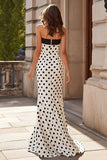 Black and White Polka Dots Maxi Mermaid Prom Dress