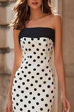 Black and White Polka Dots Maxi Mermaid Prom Dress
