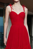 Red Tiered Maxi Gala Dress with Ruffles