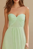 Dusty Sage Maxi A Line Strapless Bridesmaid Dress