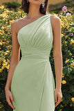 Dusty Sage One Shoulder Maxi Mermaid Bridesmaid Dress