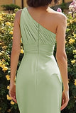 Dusty Sage One Shoulder Maxi Mermaid Bridesmaid Dress