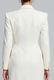 Ivory Single Breasted Sheath Peak Lapel Long Sleeves Blazer Dress