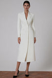 Ivory Peak Lapel Double Breasted Midi Blazer Dress