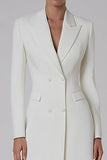 Ivory Peak Lapel Double Breasted Midi Blazer Dress