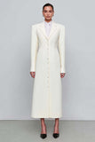 Ivory Single Breasted Notched Lapel Long Sleeves Blazer Dress