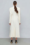 Ivory Single Breasted Notched Lapel Long Sleeves Blazer Dress