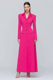 Fuchsia Single Breasted Sheath Long Sleeves Blazer Dress