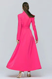 Fuchsia Single Breasted Sheath Long Sleeves Blazer Dress