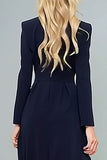 Navy Double Breasted Maxi Blazer Dress with Slit