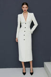Ivory Notched Lapel Single Breasted Midi Blazer Dress