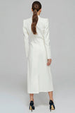 Ivory Single Breasted Long Sheath Blazer Dress with Slit