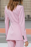 Pink 2 Piece Double Breasted Peak Lapel Business Suits