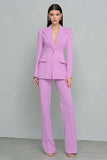2 Piece Lilac Notched Lapel One Button Business Suits with Sleeves