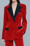 Red 2 Piece Single Breasted Peak Lapel Prom Suits with Sleeves