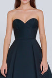 Long Navy A-Line Sweetheart Corset Formal Dress