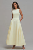 Daffodil Long A-Line Crew Neck Sleeveless Formal Dress