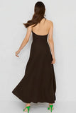 Coffee Halter Neck Sheath Long Wedding Guest Dress