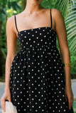 Black and White A Line Polka Dots Long Wedding Guest Dress