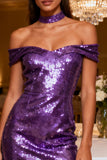 Sparkly Purple Bodycon Sequin Short Cocktail Dress