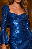 Sparkly Bodycon Royal Blue Sequin Short Corset Cocktail Dress