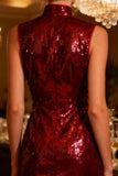Sparkly Burgundy Sequin Short Bodycon Cocktail Dress