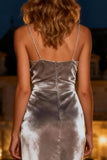 Silver Velvet Long Holiday Party Dress with Slit
