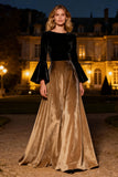 Black Flare Sleeves A-Line Long Velvet Holiday Party Dress