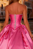 Sparkly Bright Pink Ball Gown Sweetheart Long Corset Prom Dress