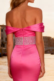 Sparkly Bright Pink Ruffled Mermaid Long Prom Dress