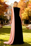 Elegant Black Mermaid Bateau Neck Long Wedding Guest Dress with Slit