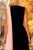 Elegant Black Mermaid Bateau Neck Long Wedding Guest Dress with Slit