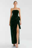 Pine Maxi Velvet Holiday Party Dress with Slit
