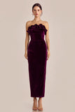 Plum Velvet Maxi Holiday Party Dress with Ruffles