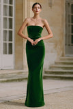 Dark Green Mermaid Velvet Long Holiday Party Dress