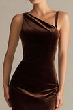 Dark Brown Velvet Mermaid Maxi Holiday Party Dress