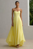 Daffodil Spaghetti Straps Long A-Line Wedding Guest Dress