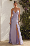Simple Lilac Maxi Wedding Guest Dress with Slit