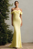 Daffodil Corset Mermaid Long Wedding Guest Dress with 3D Flowers